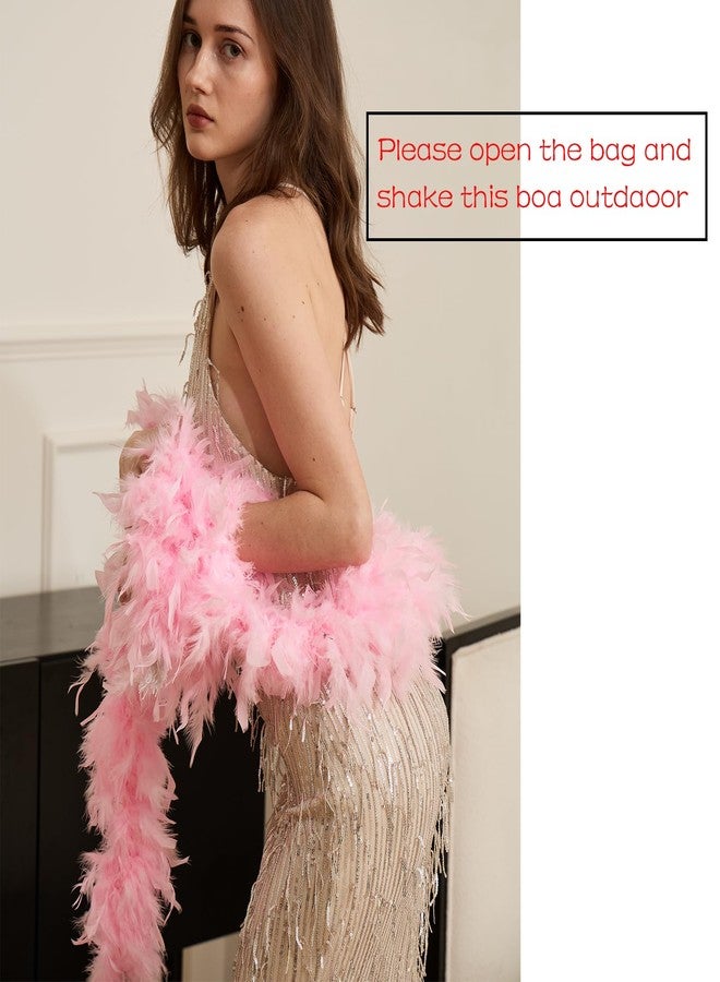HAPPY FEATHER 2 Yards 100g Turkey Chandelle Feather Boa for Women Costume Accessory,Party Dancing Dress Up, Holiday Decors-Light Pink - Image 3